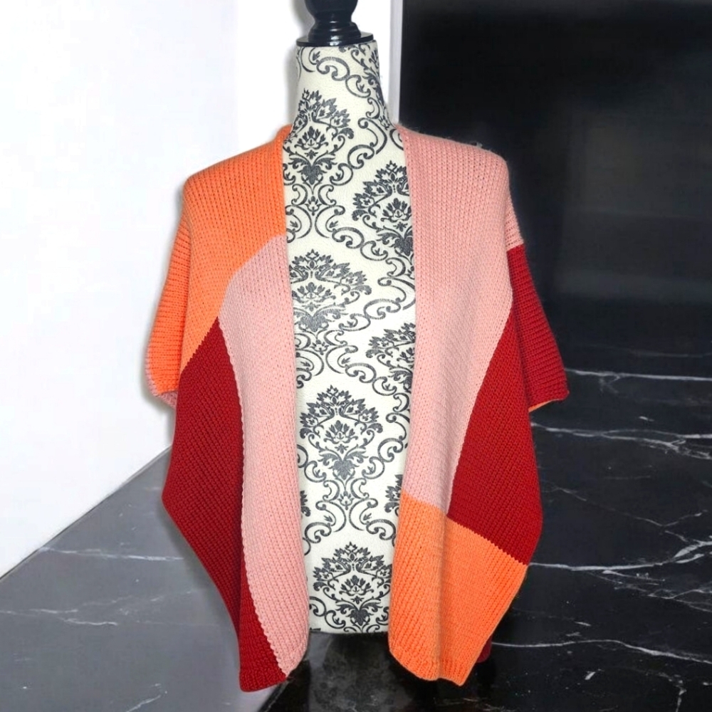 COCOGIO Colorblock Open Front Shawl - One Size